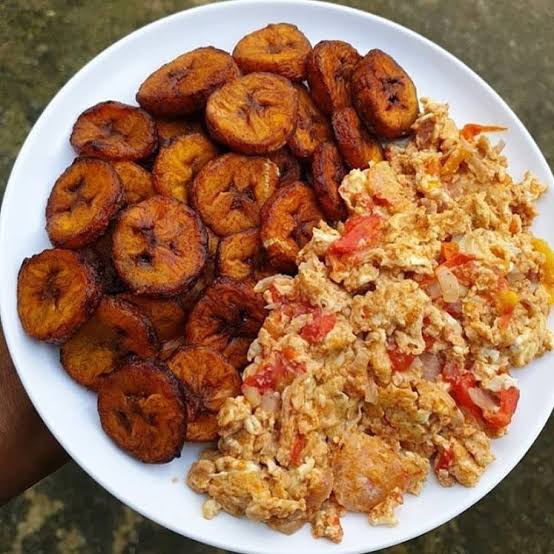Egg and Plantain, Yam & Porridge at Kay's Cuisines
